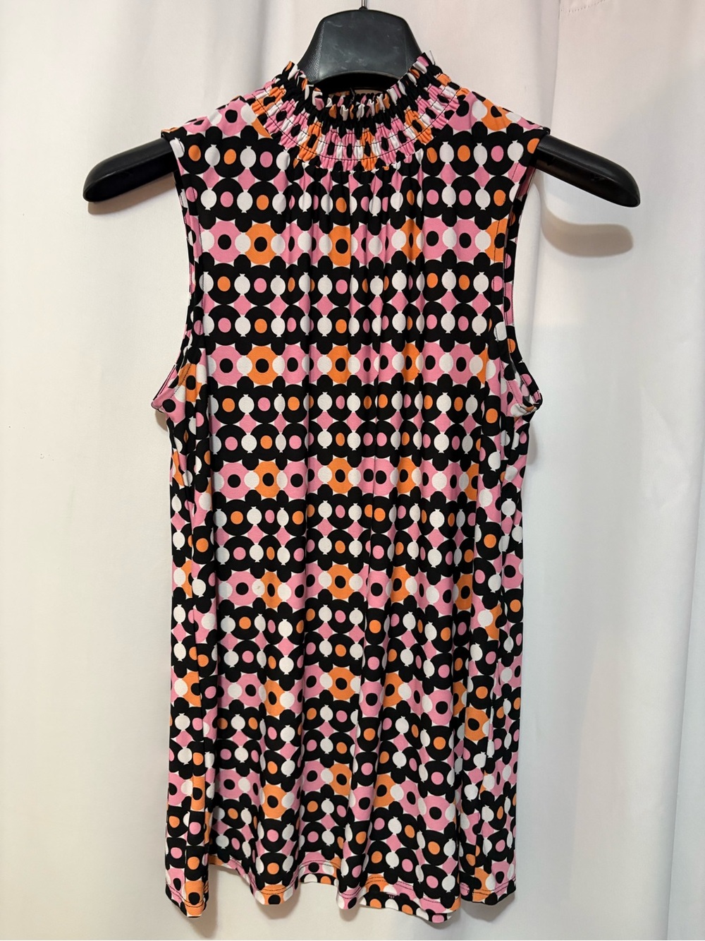 Cato Sleeveless Mock Neck Tank — Pink, Black & Orange